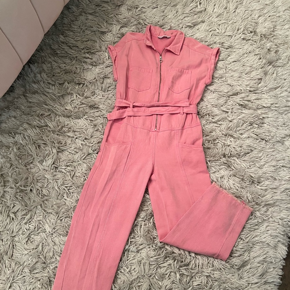 Pink Kid’s Denim-like Jumpsuit